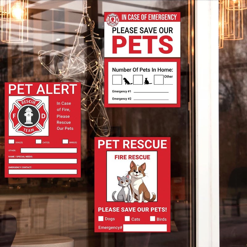 RABOWA Pack 9 Pcs Pet Rescue Emergency Sticker for Cars Vehicles Trucks Indoor Outdoor Window Warning Signs Bumper Stickers Removable Waterproof Vinyl Decals Car Exterior Accessories - Image 4